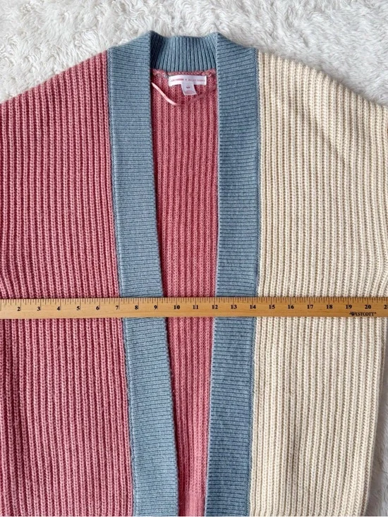 Jillian Harris x Joe Fresh Color Block Open Cardigan Knit Sweater SMALL Cozy - Picture 5 of 7